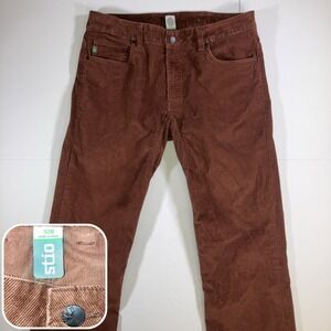 Stio Rivet Corduroy Pants Mens 32R Brown Orange Tapered Leg Outdoor Casual